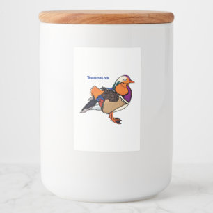 Colourful mandarin duck illustration food label