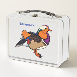 Colourful mandarin duck illustration metal lunch box