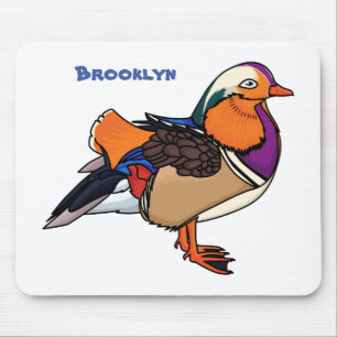 Colourful mandarin duck illustration mouse mat