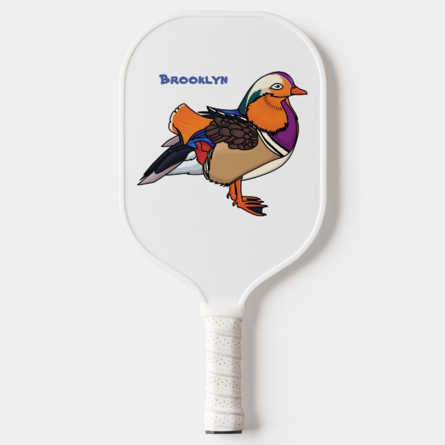 Colourful mandarin duck illustration  pickleball paddle (Front)
