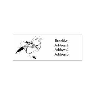 Colourful mandarin duck illustration rubber stamp