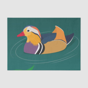 Colourful Mandarin Duck Modern Art on Green Tissue Paper