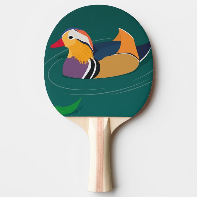 Colourful Mandarin Duck Modern Digital Art Ping Pong Paddle (Front)