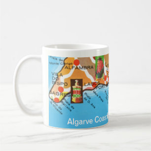 Colourful Map of Algarve Coast Lagos, Portugal Mug