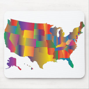 Colourful Map of America Mouse Mat