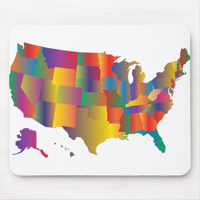 Colourful Map of America Mouse Mat (Front)