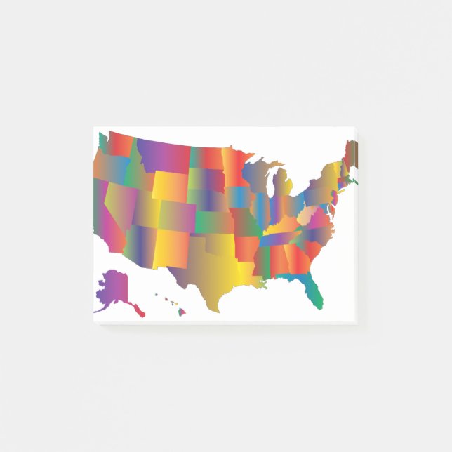 Colourful Map of America Post-it Notes (Front)