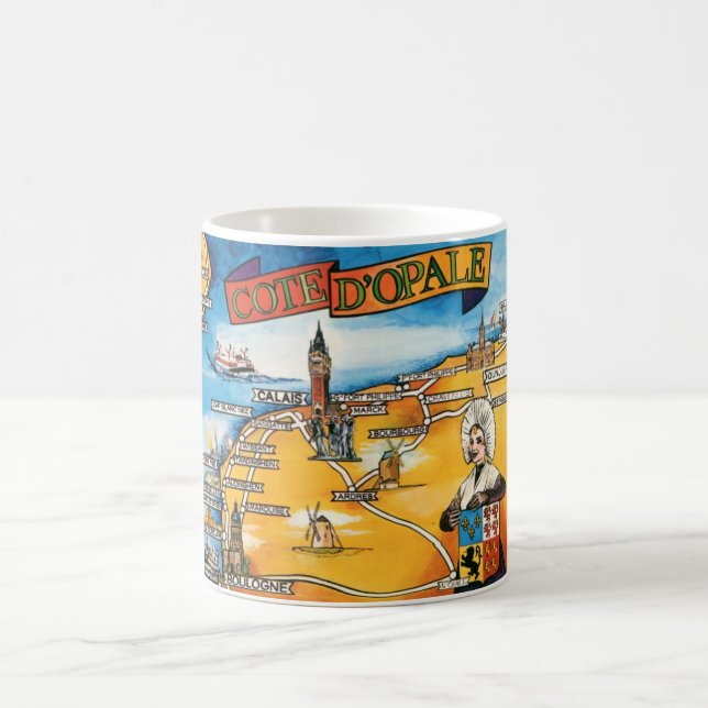 Colourful Map of Côte d’Opale, France Mug (Center)
