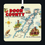 Colourful Map of Door County Metal Tree Decoration<br><div class="desc">Vintage Door County map that is wonderfully illustrated and now repurposed! You can customise the back by enlarging or removing the image and adding any personalisation you wish.</div>