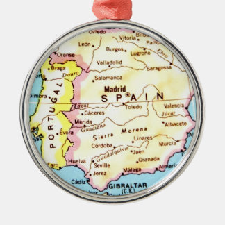 Colourful Map of Spain Design Metal Tree Decoration