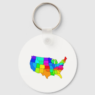 Colourful map of the United States of America Key Ring