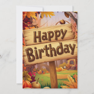 Colourful Maple Leaf Autumn Fall Happy Birthday Card