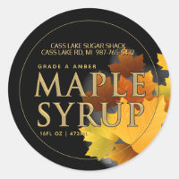 Colourful Maple Leaves Chiseled Text Maple Syrup 