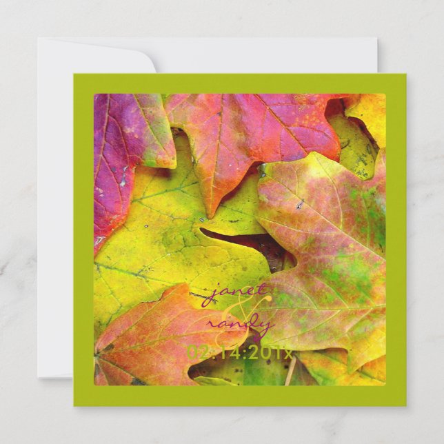 Colourful Maple Leaves/fall wedding invitations (Front)