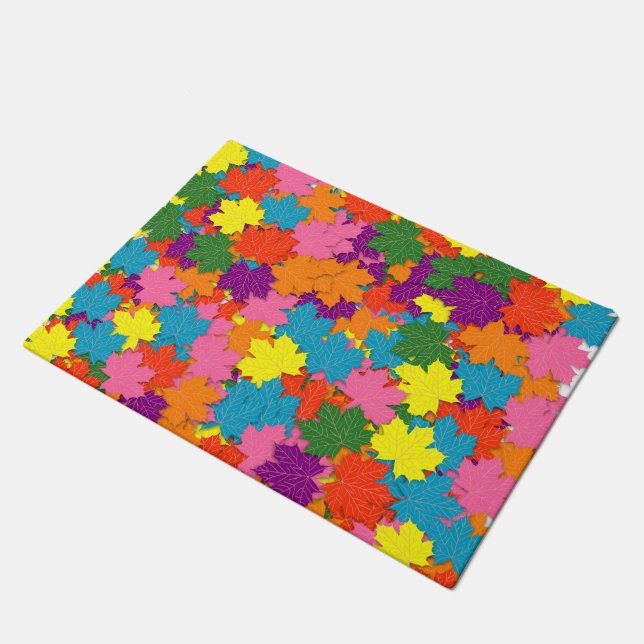 Colourful maple leaves pattern doormat (Angled)