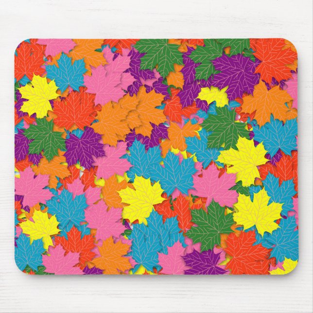 Colourful maple leaves pattern mouse mat (Front)