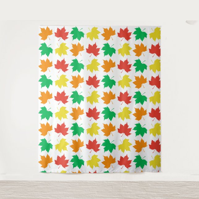 Colourful maple leaves pattern tapestry (Front)