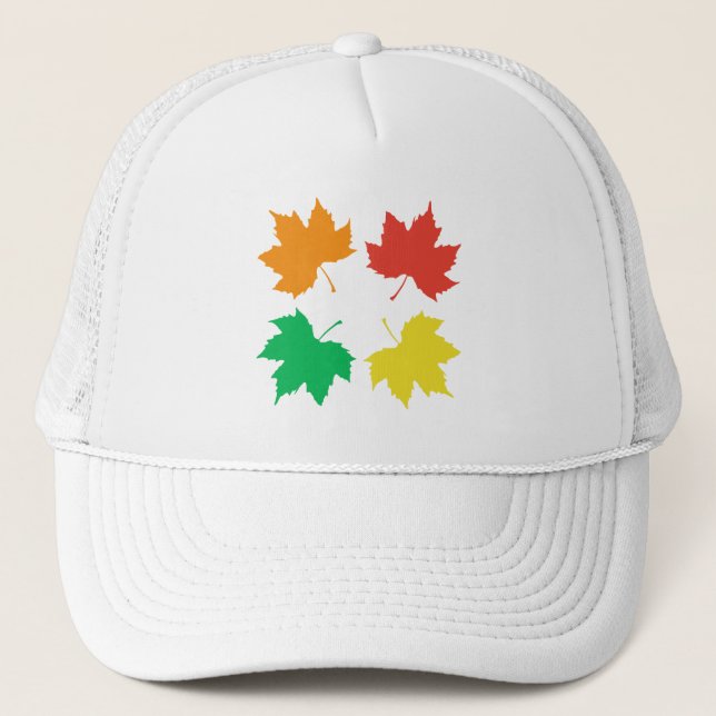Colourful maple leaves pattern trucker hat (Front)