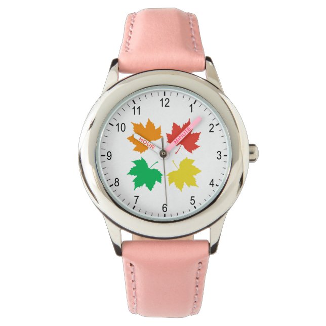 Colourful maple leaves pattern watch (Front)