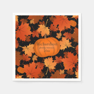 Colourful maple leaves pumpkin fall family reunion napkin