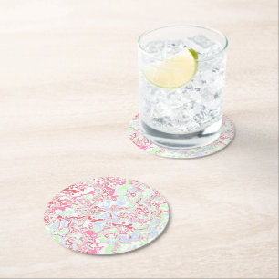Colourful Marble 2 Round Paper Coaster