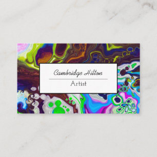 Colourful Marble Abstract Fluid Art Business Card