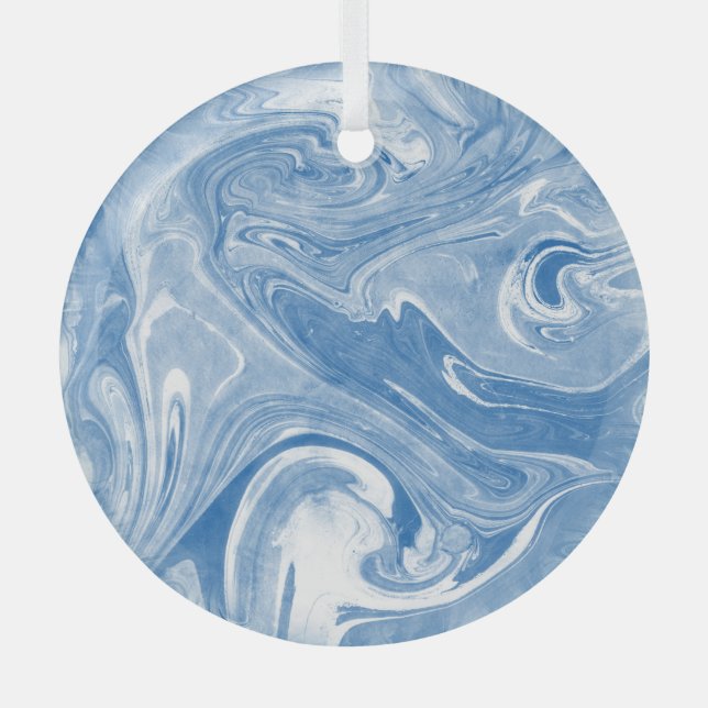 Colourful Marble Art Pattern. Glass Tree Decoration (Front)