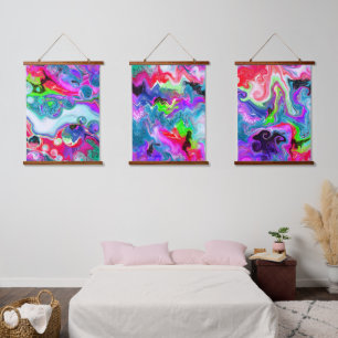 Colourful Marble Digital Fluid Art Hanging Tapestry