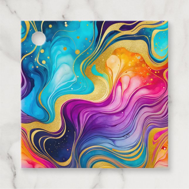 Colourful Marble Ink Art Gift Tags (Front)