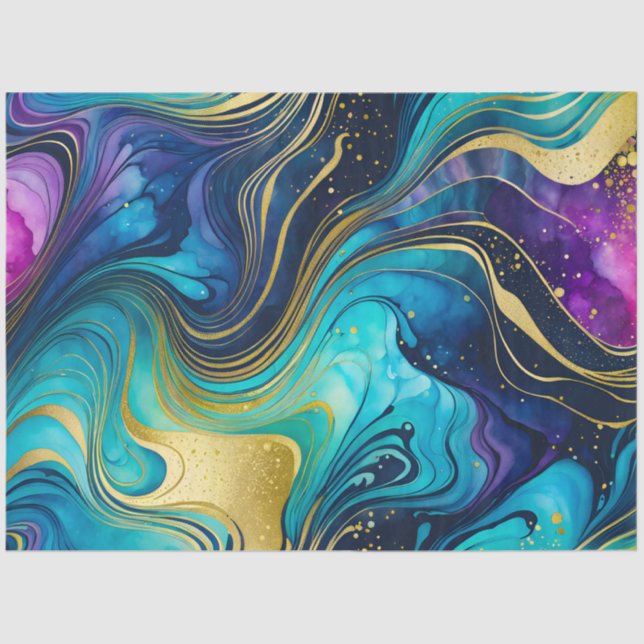 Colourful Marble Ink Art Tissue Paper (Front)