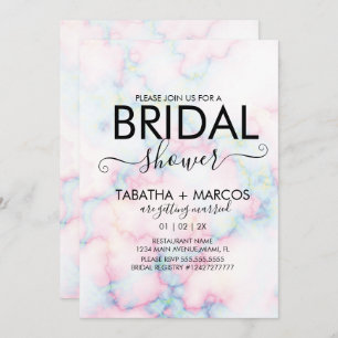 Colourful Marble Pattern Script BRIDAL Shower Invitation