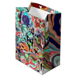 Colourful Marble Pour Paint Birthday   Medium Gift Bag