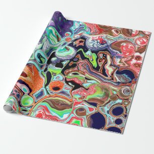 Colourful Marble Pour Paint Birthday Wrapping Paper
