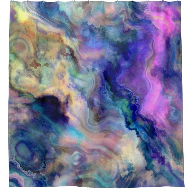Colourful marble shower curtain (Front)