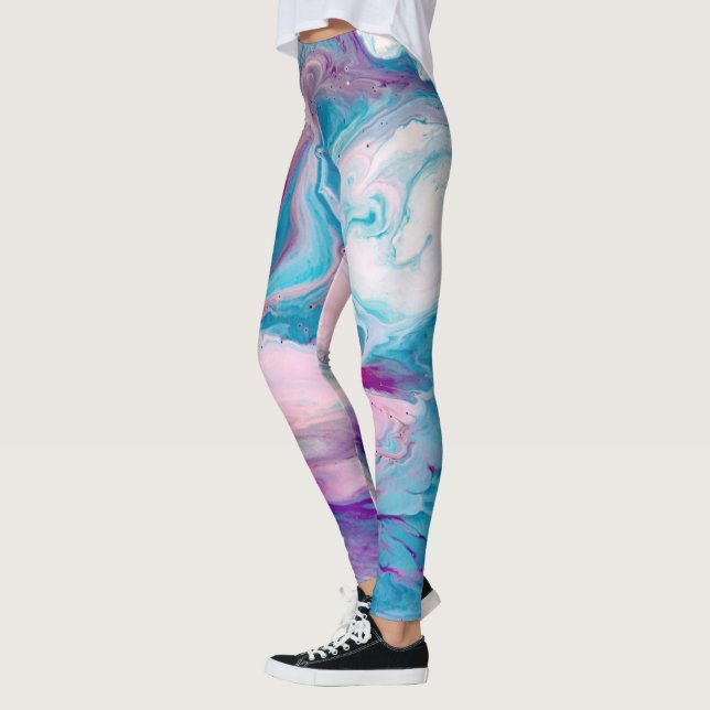 Colourful Marble Style Swirls Leggings (Left)