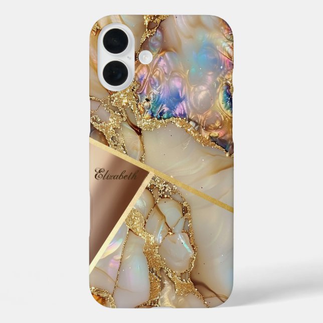 Colourful Marble Texture,Gold Glitter Geometric Case-Mate iPhone Case (Back)