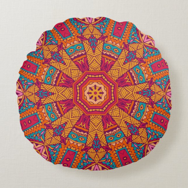 Colourful marble texture, high-resolution interior round cushion (Front)