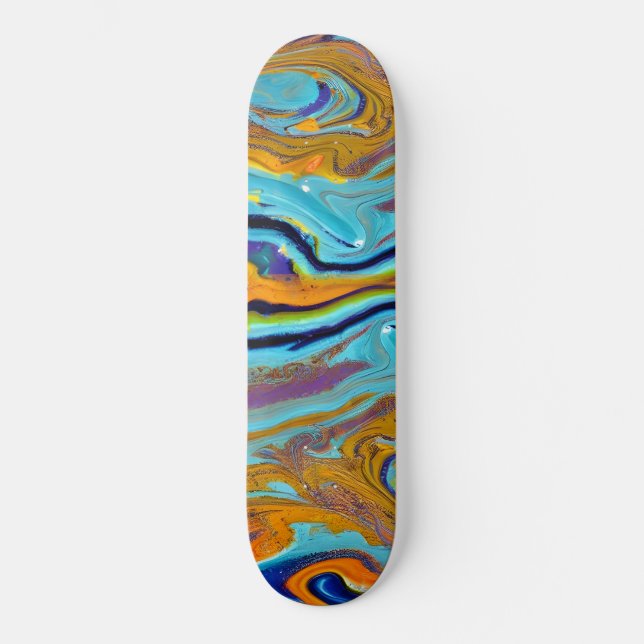 Colourful Marble Texture Skateboard | DP7 (Front)