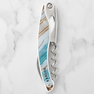 Colourful marble texture wavy pattern monogram corkscrew