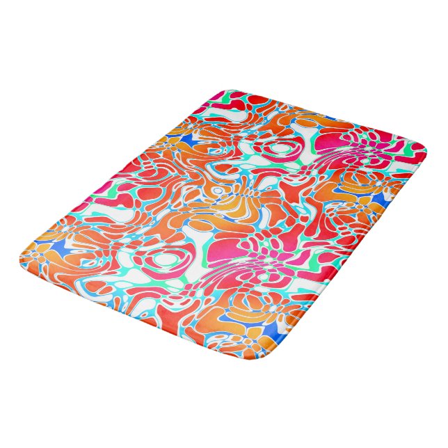 Colourful Marbled Abstract   Bath Mat (Angled)