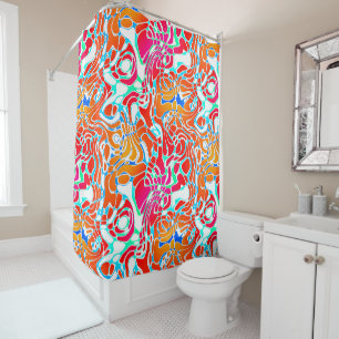 Colourful Marbled Abstract Shower Curtain