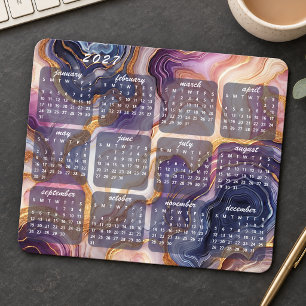 Colourful Marbled Art Pattern Design 2027 Calendar Mouse Mat