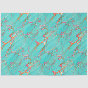 Colourful Marbled Faux Turquoise Decoupage Craft  Tissue Paper