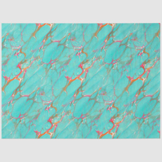 Colourful Marbled Faux Turquoise Decoupage Craft Tissue Paper