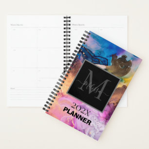 Colourful Marbled Monogram Name Planner