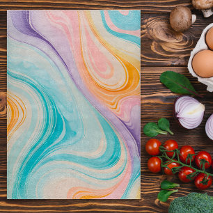 Colourful Marbled Paper Art Chopping Board