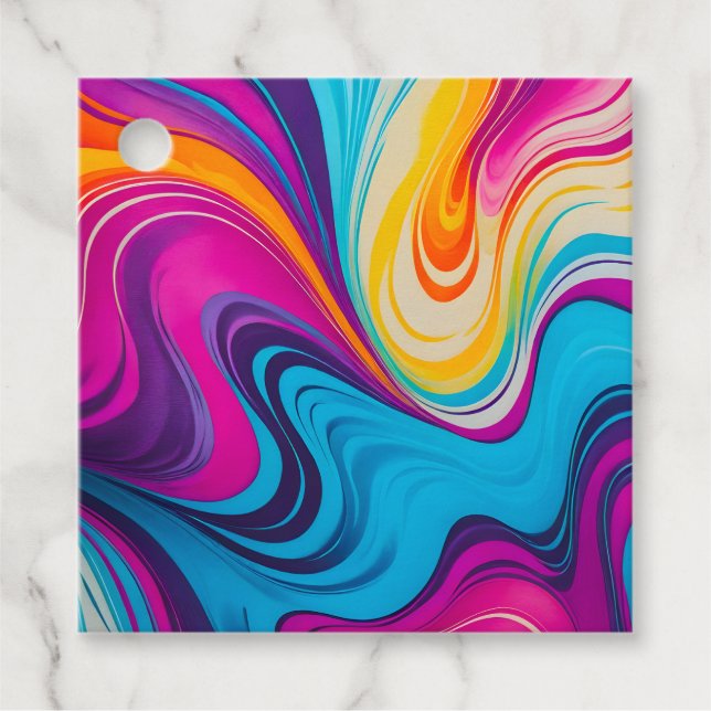 Colourful Marbled Paper Art Gift Tags (Front)
