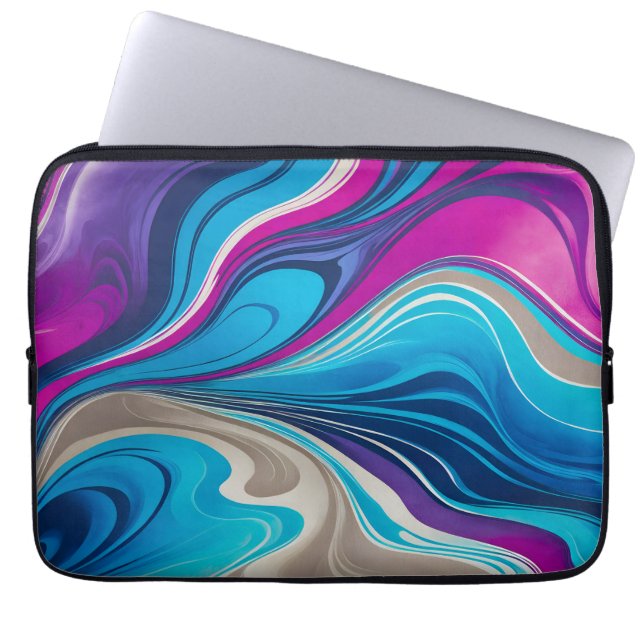Colourful Marbled Paper Art Laptop Case (Front)