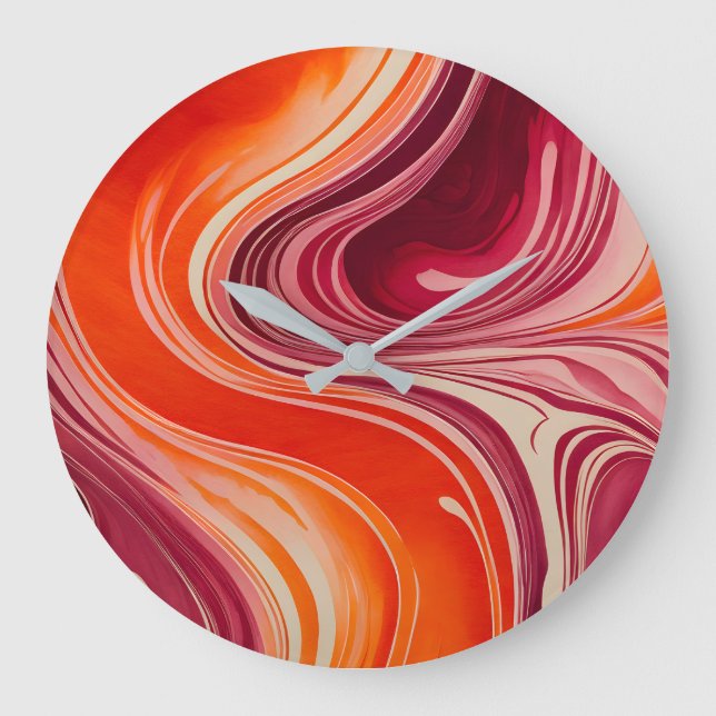 Colourful Marbled Paper Art Wall Clock (Front)