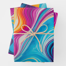 Colourful Marbled Paper Art Wrapping Paper Sheets